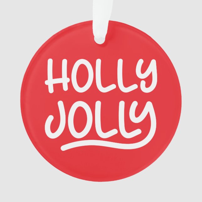 Rotes und weißes Jolly-Typografie-Foto Ornament (Vorderseite)