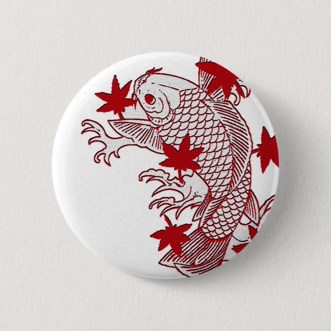 Rotes und weißes Koi Button (Vorderseite)