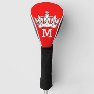 Rotes und weißes Kronen-Monogramm personalisiert Golf Headcover
