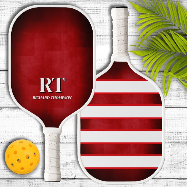 Rotes und weißes Monogramm-Pickleball-Paddle Pickleball Schläger (Von Creator hochgeladen)