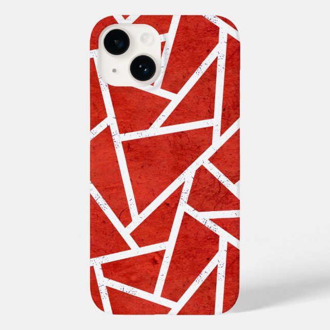 Rotes und weißes Mosaikmuster Case-Mate iPhone Hülle (Rückseite)
