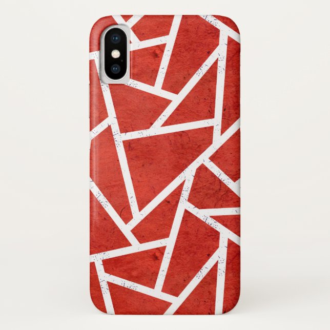Rotes und weißes Mosaikmuster Case-Mate iPhone Hülle (Rückseite)