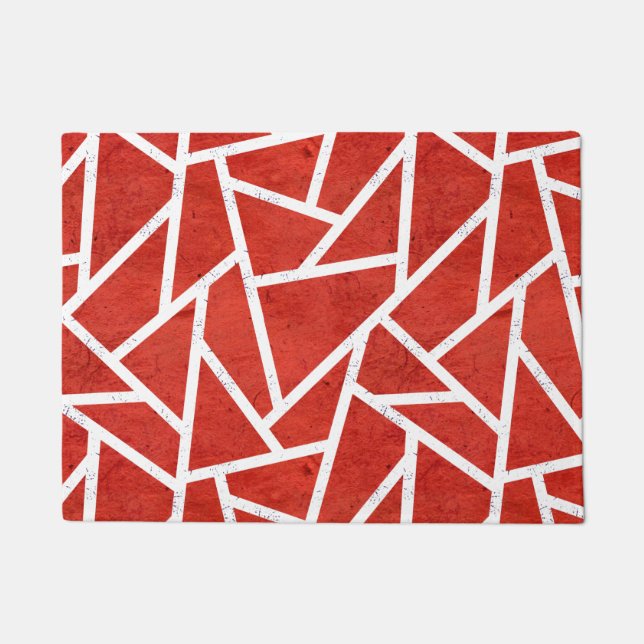 Rotes und weißes Mosaikmuster Fußmatte (Vorderseite)