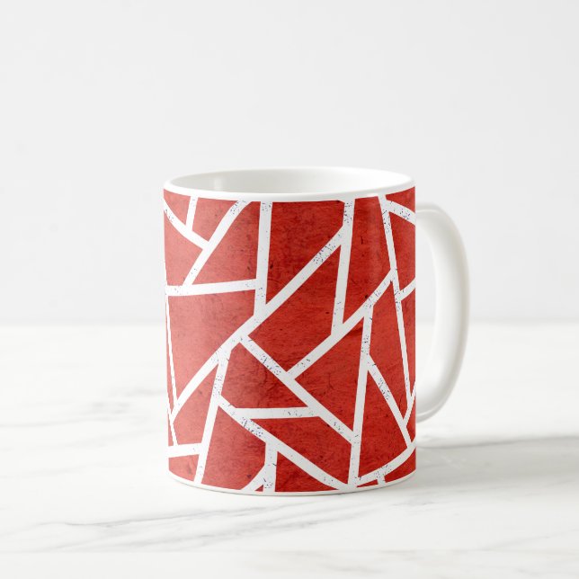 Rotes und weißes Mosaikmuster Kaffeetasse (VorderseiteRechts)