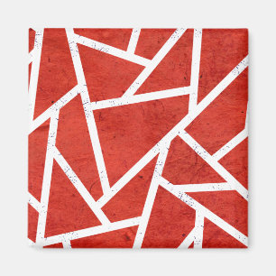 Rotes und weißes Mosaikmuster Magnet