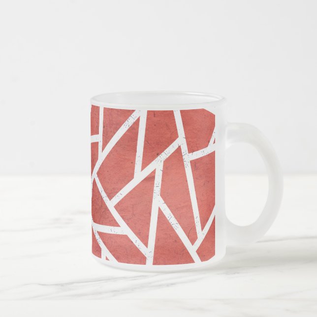 Rotes und weißes Mosaikmuster Mattglastasse (Rechts)