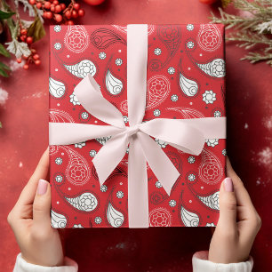 Rotes und weißes Paisley-Bandana-Muster personalis Geschenkpapier