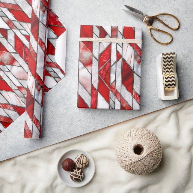 Rotes und weißes Patriotisches Hartglas 4. Juli Geschenkpapier (Kunsthandwerk)