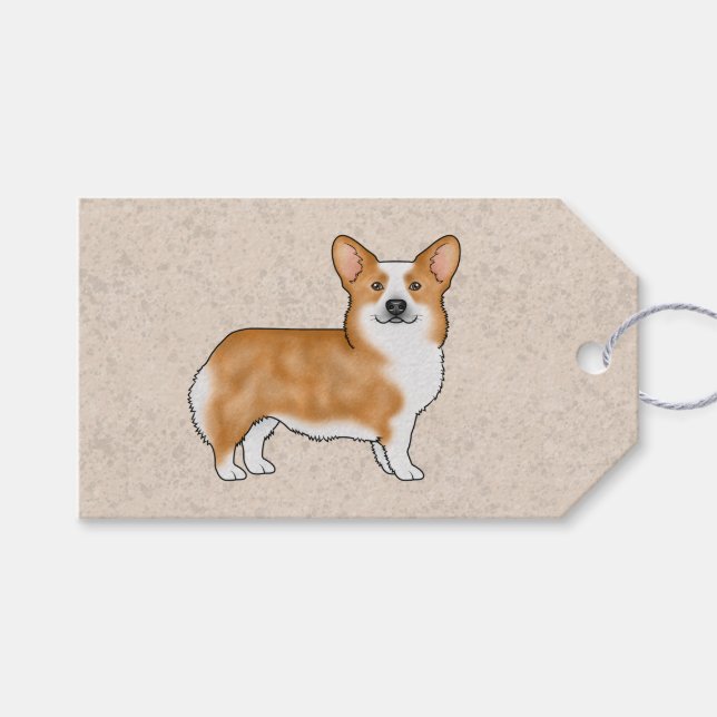 Rotes und weißes Pembroke walisisches Corgi Grafik Geschenkanhänger (Vorderseite (Horizontal))