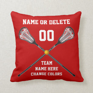 Rotes und weißes personalisiertes Lacrosse-Kissen Kissen