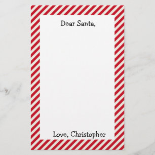Rotes und weißes personalisiertes Lieber-Santa-Bri Briefpapier