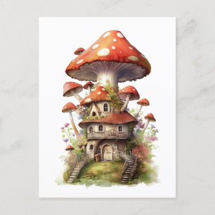 Rotes und weißes Pilzhaus Postkarte