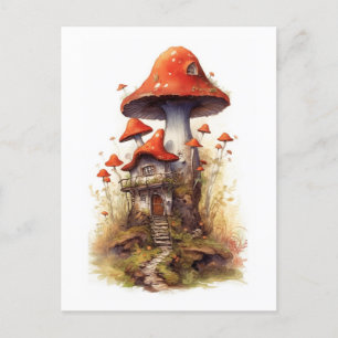 Rotes und weißes Pilzhaus Postkarte