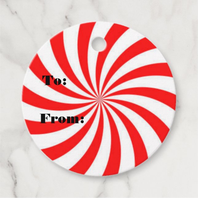 Rotes und weißes Pinrad/wirbeln Geschenkanhänger (Vorderseite)