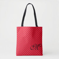 Rotes und weißes Polka-Dot-Monogramm