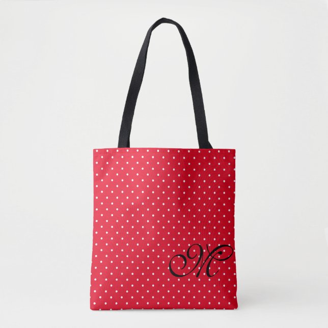 Rotes und weißes Polka-Dot-Monogramm (Vorderseite)