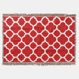 Rotes und weißes Quatrefolienmuster Decke