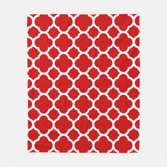 Rotes und weißes Quatrefolienmuster Fleecedecke (Vorderseite)