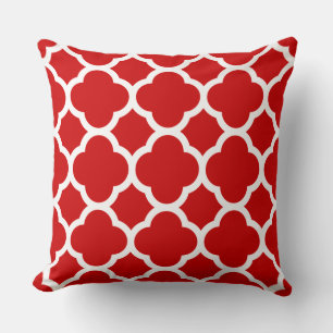 Rotes und weißes Quatrefolienmuster Kissen