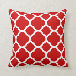 Rotes und weißes Quatrefolienmuster Kissen