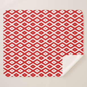 Rotes und weißes Rautenmuster Sherpadecke