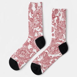 Rotes und weißes Schädelmuster Socken