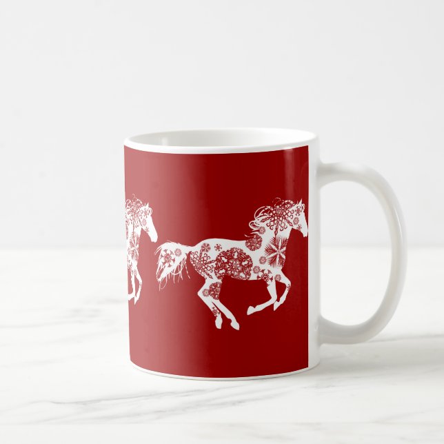 Rotes und weißes Schneeflocken Kaffeetasse (Rechts)