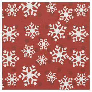 Rotes und weißes Schneeflockenmuster Stoff