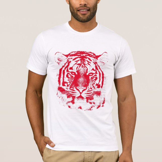 Rotes und weißes Tiger-Gesicht T-Shirt (Vorderseite)
