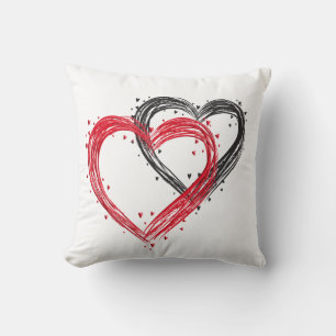 Rotes und weißes Valentinstag Kissen