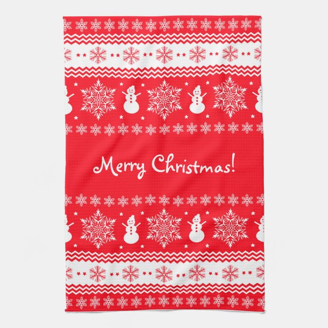 Rotes und weißes Weihnachten Handtuch (Vertikal)