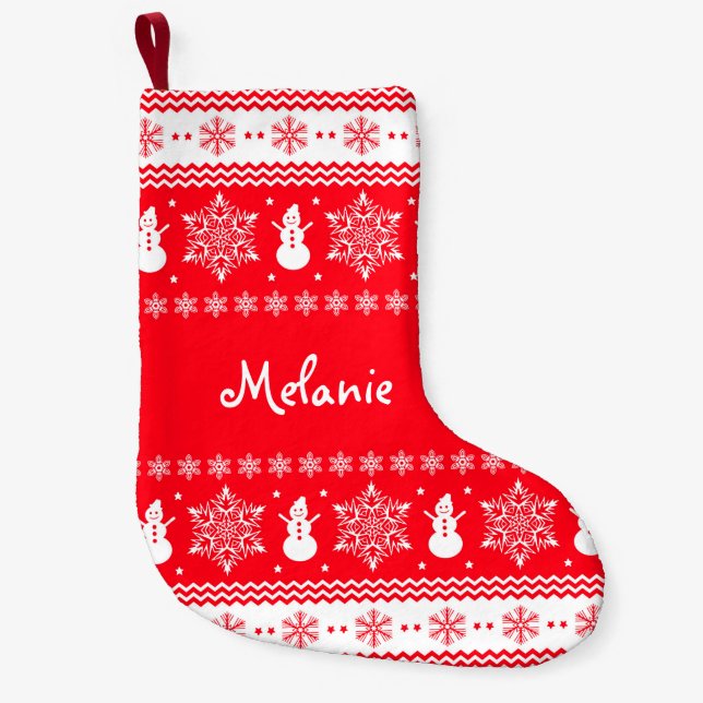 Rotes und weißes Weihnachten Kleiner Weihnachtsstrumpf (Vorderseite)