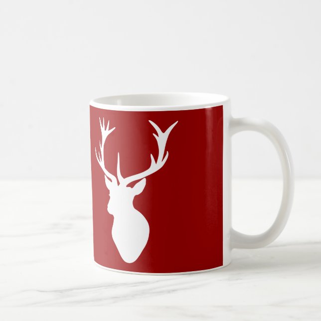 Rotes und weißes Weihnachtsrotwild-Hirsch-Kopf Kaffeetasse (Rechts)