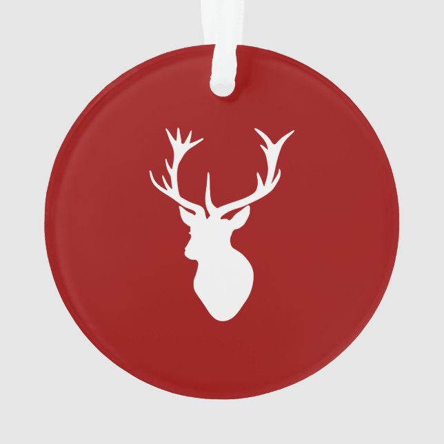 Rotes und weißes Weihnachtsrotwild-Hirsch-Kopf Ornament (Rückseite)