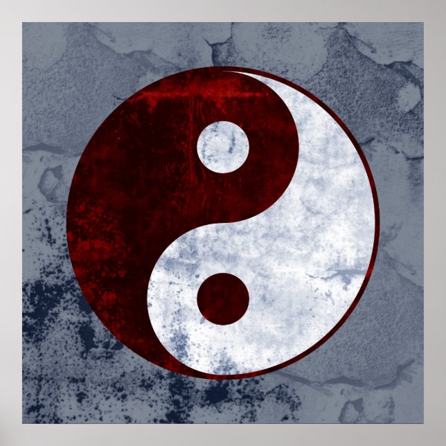 Rotes und weißes Yin Yang Symbol Poster (Vorne)