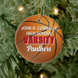 Rotes Universitäts-Basketballteam Weihnachten Keramik Ornament
