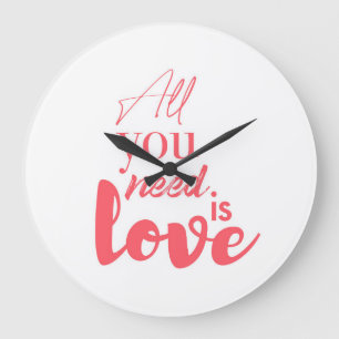 Rotes, urbanes Grafikdesign "Alles was du brauchst Große Wanduhr