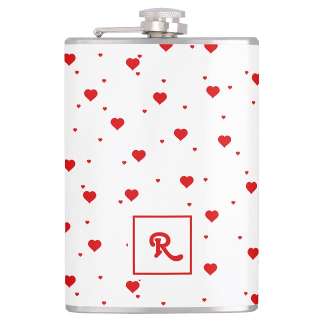 Rotes Valentiner Herz-Muster Flask Flachmann (Vorderseite)