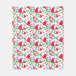 Rotes Valentinherz Rosa Blume Fleecedecke