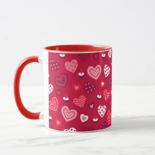 Rotes Valentinherzen-Muster Tasse