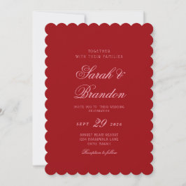 Rotes Valentins-Minimalist-Script-Hochzeit Einladung