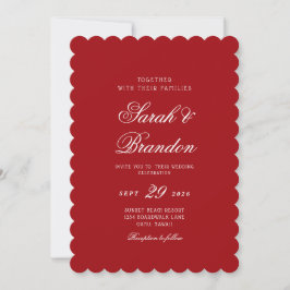 Rotes Valentins-Minimalist-Script-Hochzeit Einladung