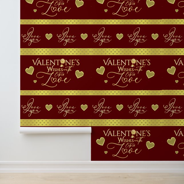 Rotes Valentinstag-Kalligrafie Tapete (Anwendung)