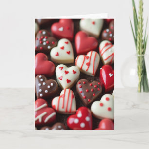 Rotes Valentinstag-Schokoladen-Herzen-Karte Karte