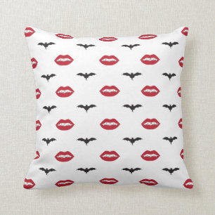Rotes Vampirs-Lippen-und Schläger-Muster-Kissen Kissen