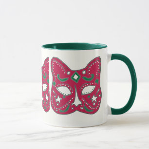 Rotes venezianisches Katzenmaskendesign Tasse