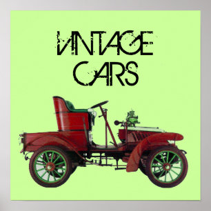 ROTES VINTAGAUTO/KLASSISCHES AUTO AUTOMOTIVE Green Poster