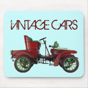 ROTES VINTAGE-AUTO,KLASSISCHES AUTOMOTIVE,Türkisbl Mousepad