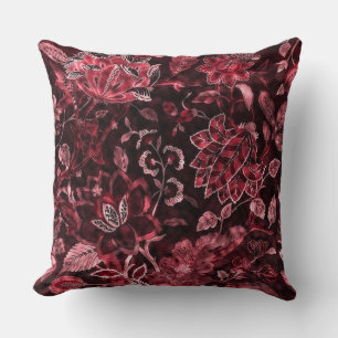 Rotes Vintage-Blumen-Schimmer-Wurfkissen Kissen