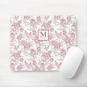Rotes Vintage-Blumen-Toile-de-Jouy-französisches M Mousepad